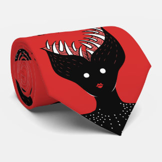 Creepy Demon Girl Dark Gothic Character With Teeth Tie