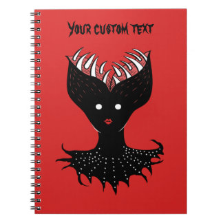 Creepy Demon Girl Gothic Character With Teeth Text Notebook