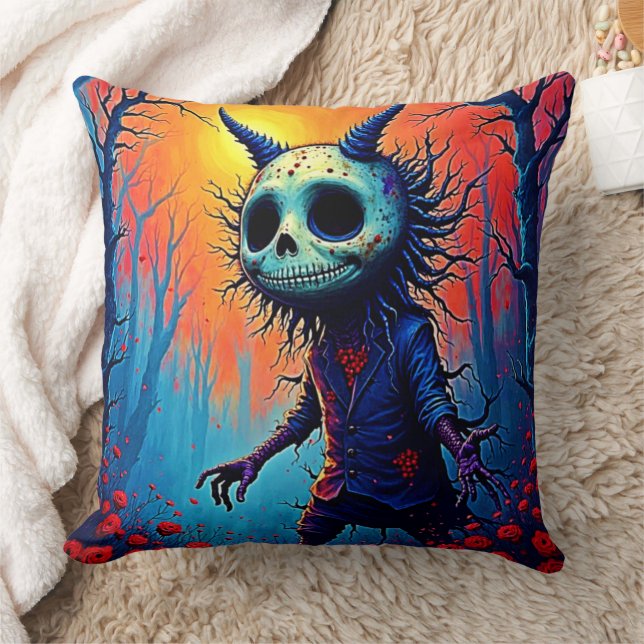Creepy Demon in Spooky Woods Design Cushion (Blanket)