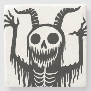 Creepy Demon Skull Stone Coaster