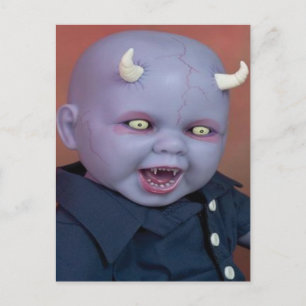 Creepy Devil Baby Doll Postcard