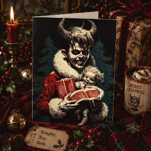 Creepy Devil Boy Spooky Horror Christmas Holiday Card