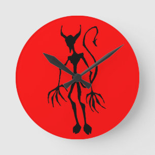 Creepy Devil Stick Figure Round Clock