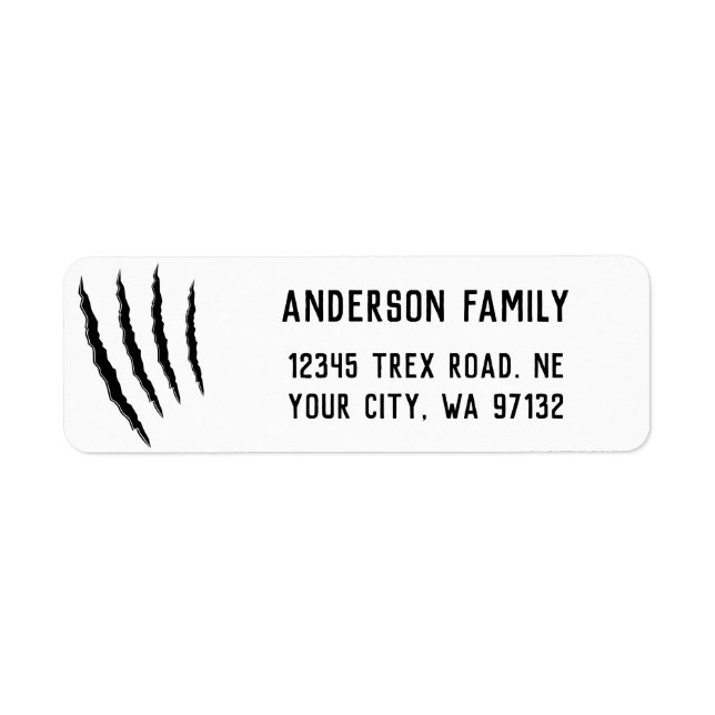 Creepy Dinosaur T Rex Claw Marks Address (Front)