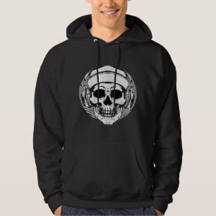 Creepy DJ Skull Cap Disc Jockey Techno Rapper Musi Hoodie