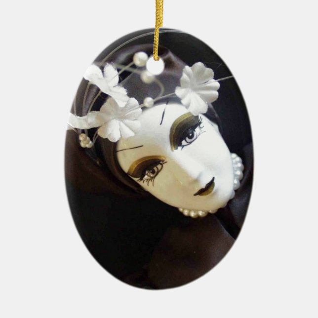 Creepy Doll Face Ceramic Tree Decoration (Front)
