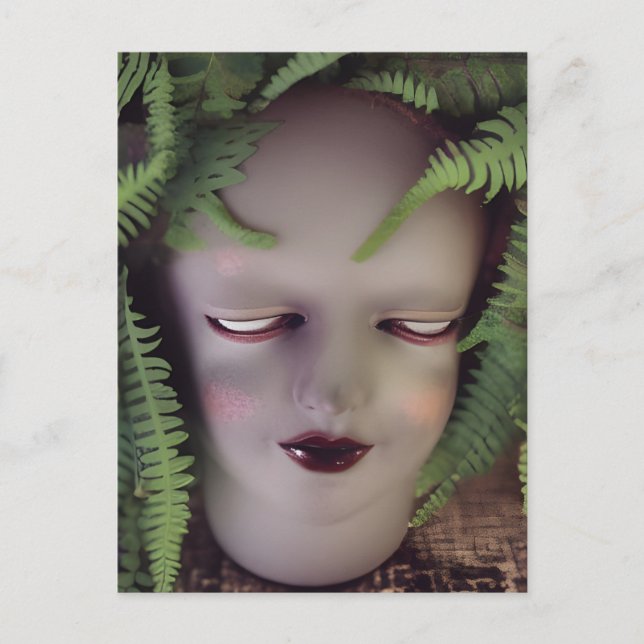 Creepy Doll Fern Planter Postcard (Front)