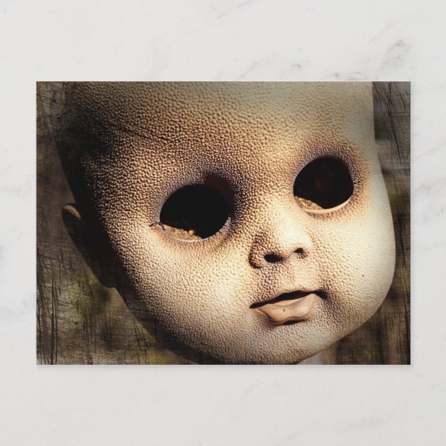 Creepy Doll Head with Missing Eyes Postcard (Front)