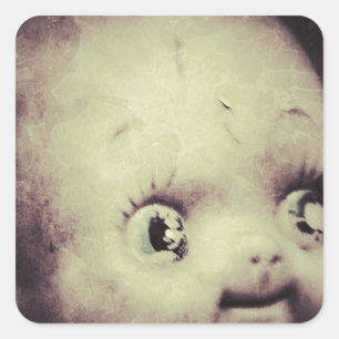 Creepy Doll Square Sticker