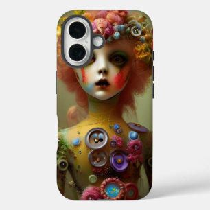 Creepy Doll with Buttons Halloween iPhone 16 Case