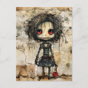 Creepy Doll with Heart Postcard