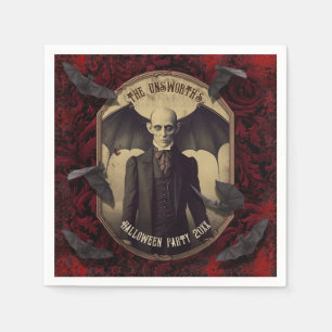 Creepy Dracula Vampire Halloween Party Napkin
