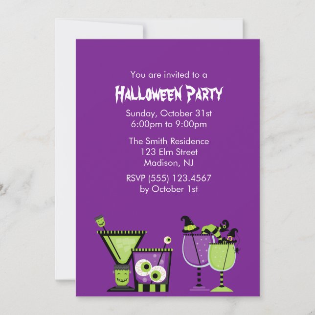 Creepy Drinks Halloween Party Invitation (Front)
