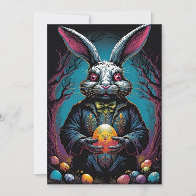 Creepy Easter Bunny Horror Holiday Card (Front)