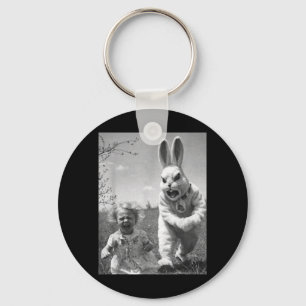 Creepy Easter Bunny Vintage Horror Style Graphic Key Ring