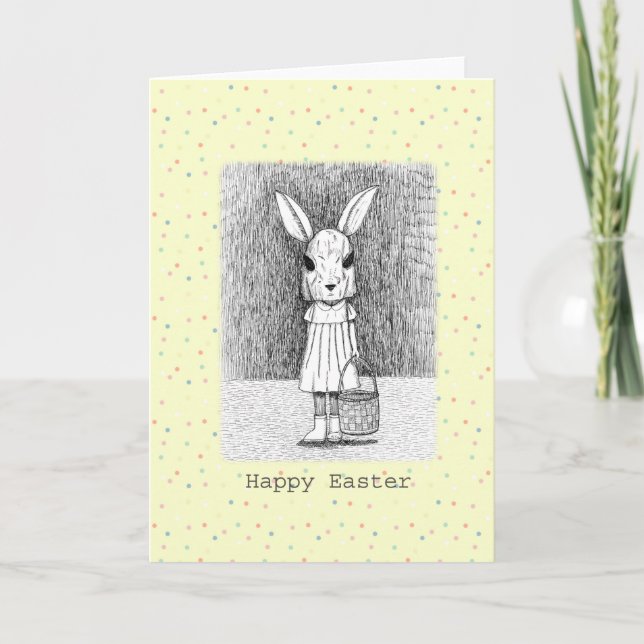 Creepy Easter Bunny Weird Dark Art Adult Easter Card (Front)