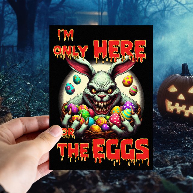 Creepy Easter Bunny with Colourful Easter Eggs Postcard (Creator Uploaded)