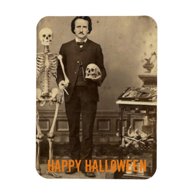 Creepy Edgar Allan Poe Halloween Magnet (Vertical)