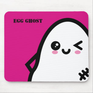 Creepy Egg Ghost Halloween Add your name Mouse Mat