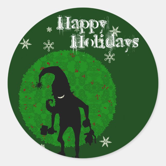 Creepy elf classic round sticker (Front)