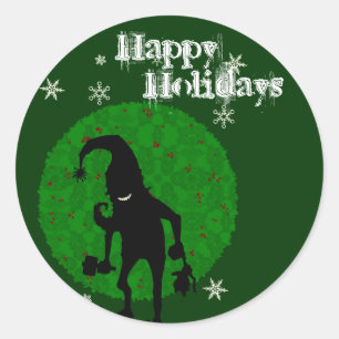 Creepy elf classic round sticker