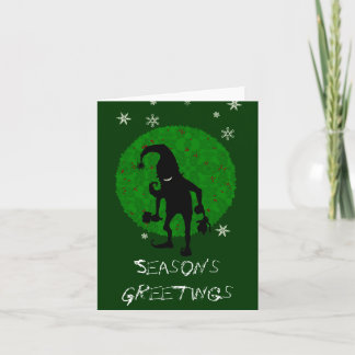 Creepy elf holiday card