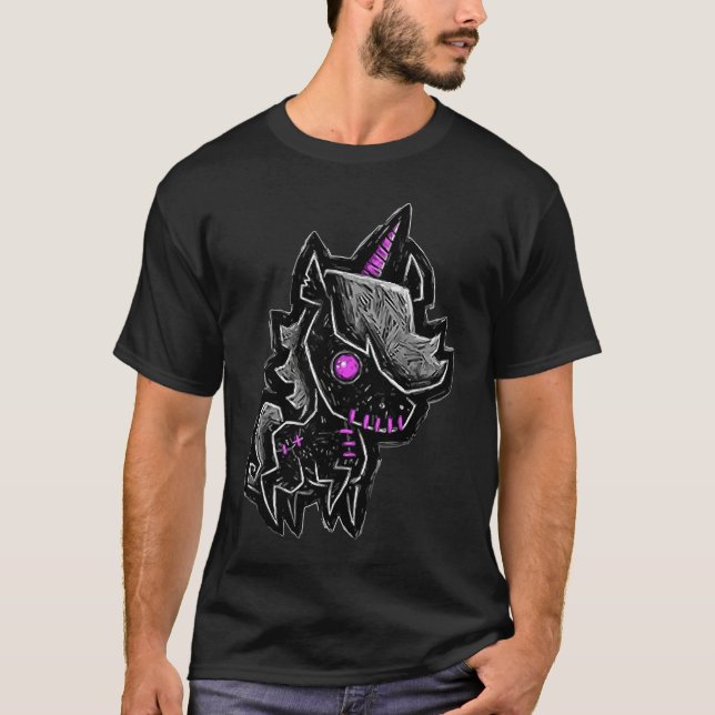 Creepy emo goth teen gothic unicorn graphic T-Shirt (Front)