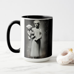 Creepy Ethereal Girl Holding Teddy Bear Mug