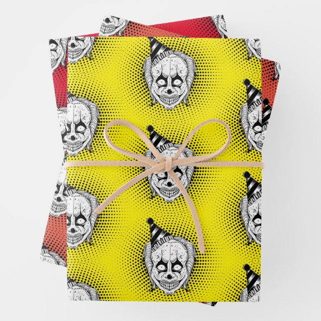 Creepy Evil Clown Horror Wrapping Paper (In situ)