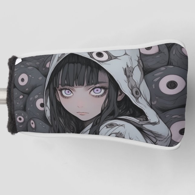 Creepy Eye Horror Anime Girl Golf Head Cover (Front)