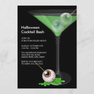 Creepy Eyeball Cocktail Halloween Party Invitation