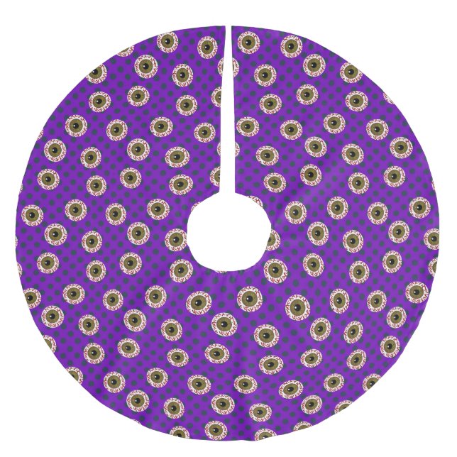 Creepy Eyeballs Halloween Tree Skirt Decor (Front)
