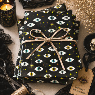 Creepy Eyes Occult Halloween Wrapping Paper Sheet