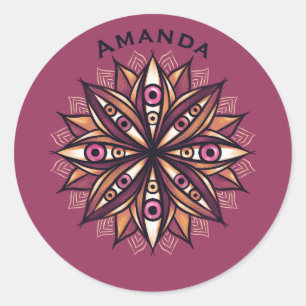 Creepy Eyes Psychedelic Flower Trippy Name Classic Round Sticker