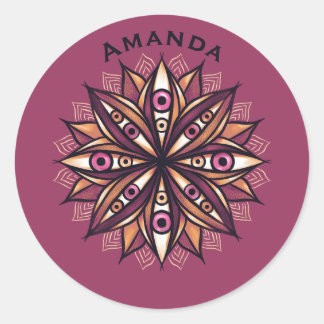 Creepy Eyes Psychedelic Flower Trippy Name Classic Round Sticker