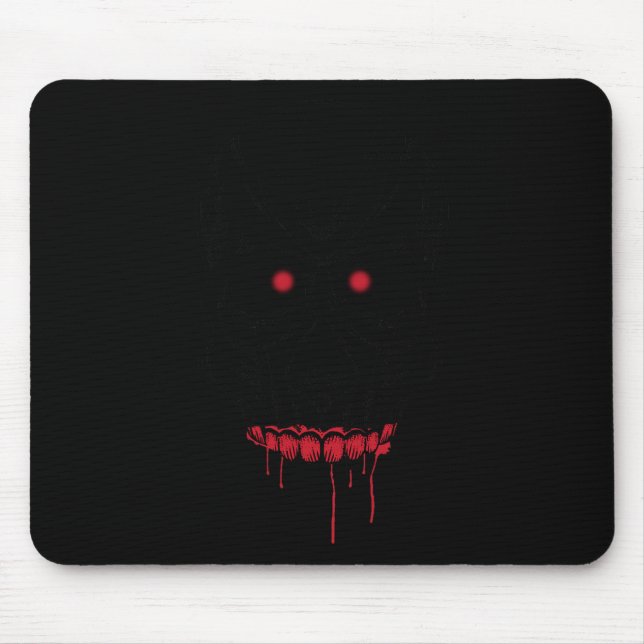 Creepy Eyes Skull With Teeth And Red Eyes Hallowee Mouse Mat (Front)