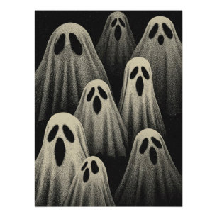 Creepy Floating Ghost Illustration Poster