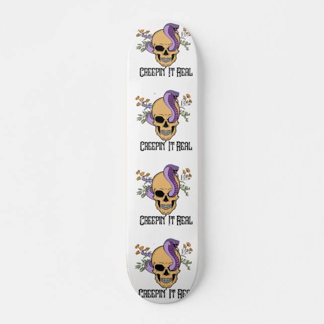 Creepy Floral Skull Snake - Halloween Lovers Skateboard (Front)