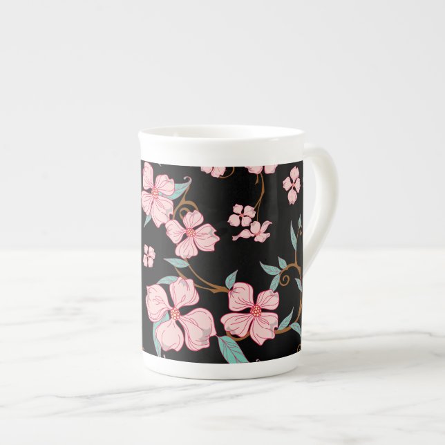 Creepy Flowers Pattern 5 Bone China Mug (Front Right)