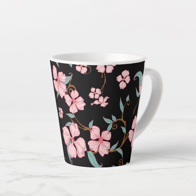 Creepy Flowers Pattern 5 Latte Mug (Right Angle)