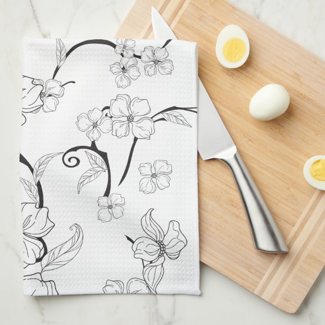 Creepy Flowers Pattern 7 Tea Towel (Quarter Fold)
