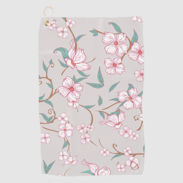 Creepy Flowers Pattern Golf Towel (Front)