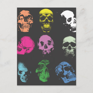 Creepy Fluo Skulls Postcard