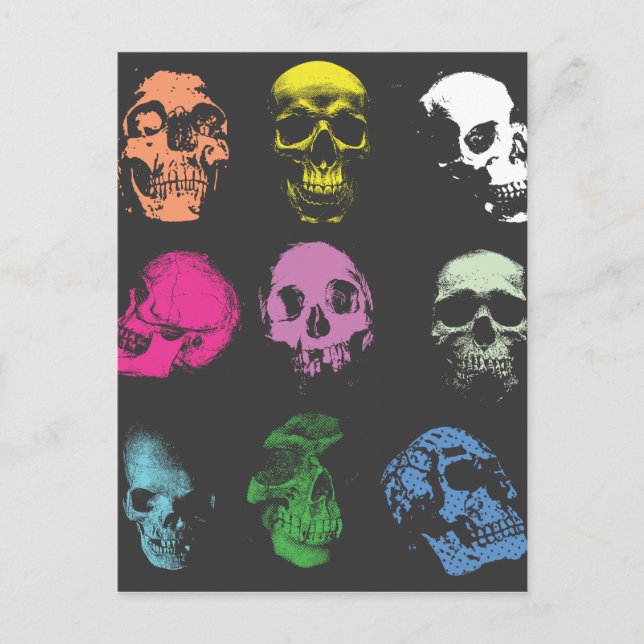 Creepy Fluo Skulls Postcard (Front)