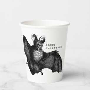 Creepy Flying Vintage Bat Halloween Party Paper Cups