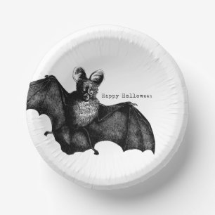 Creepy Flying Vintage Bat Halloween Party Paper Plate