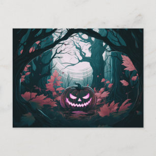 Creepy Forest with Jack-O' Lanterns Halloween Holiday Postcard