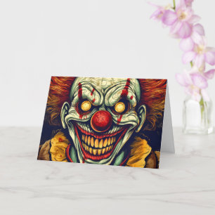 Creepy Funhouse Carnival Clown Happy Halloween Card