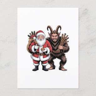 Creepy Funny Horror Santa Claus Krampus Christmas Holiday Postcard