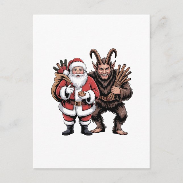 Creepy Funny Horror Santa Claus Krampus Christmas  Holiday Postcard (Front)